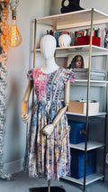 adire multi color eyelet dress | busayo