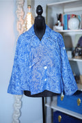 crop denim jacket w/ floral overlay | derek lam