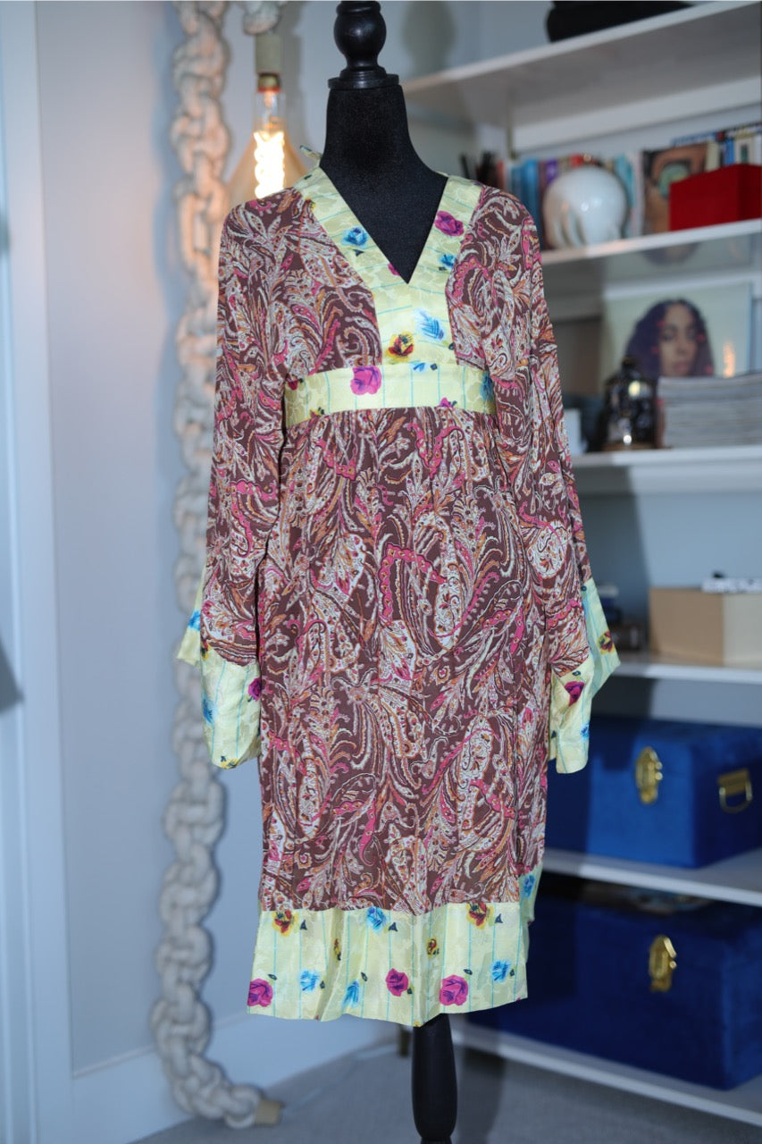 multi print raw silk caftan dress | duro olowu