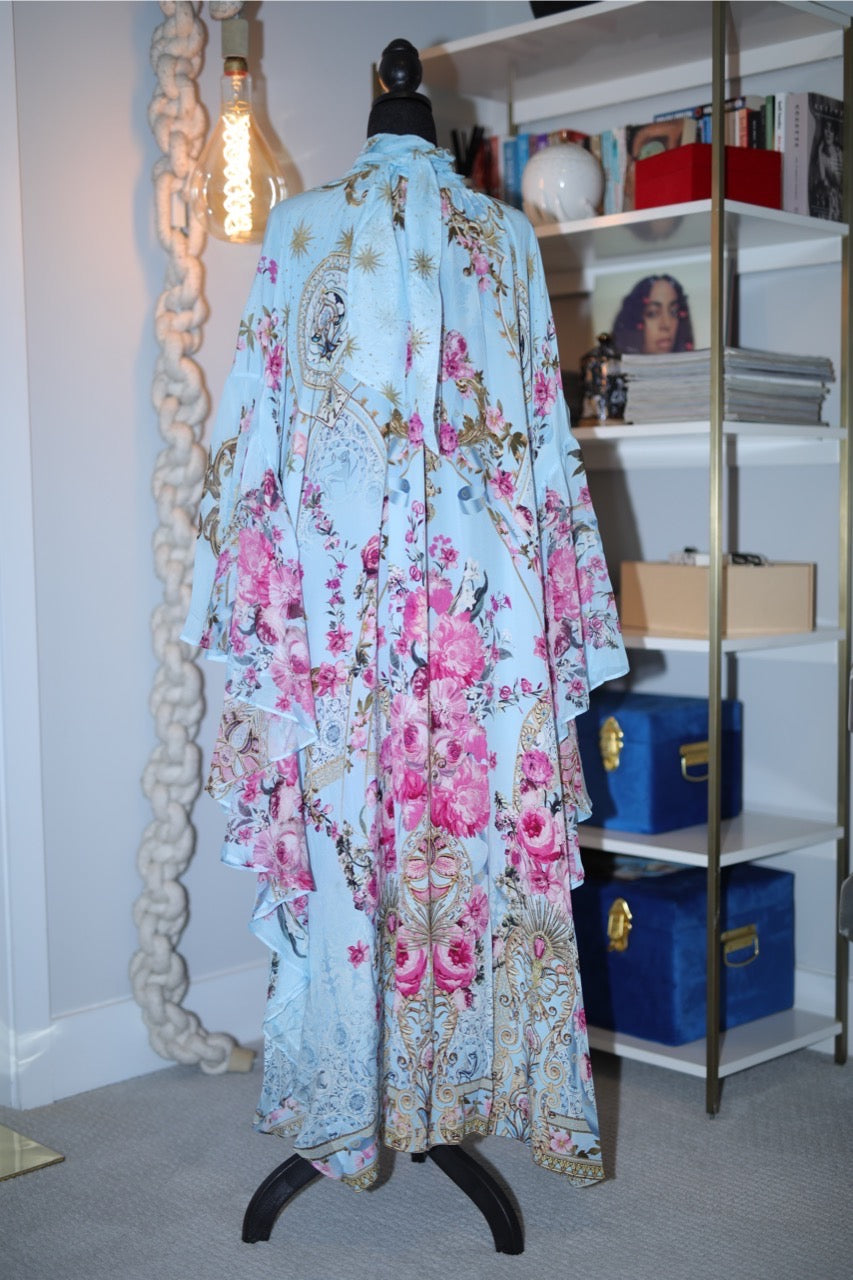 floral motif silk crepe de chine caftan dress | camilla