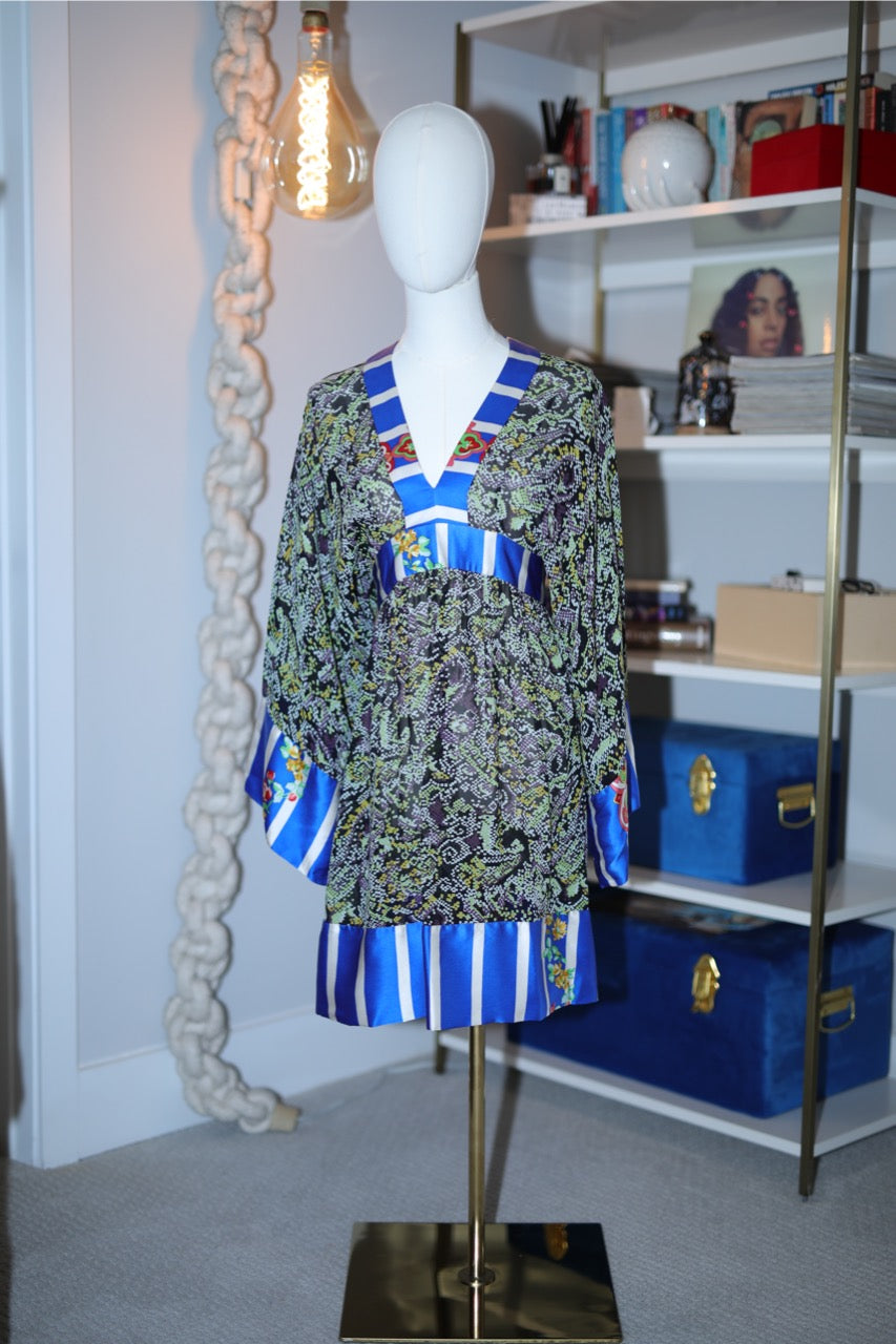 multi color raw silk caftan mini dress | duro olowu