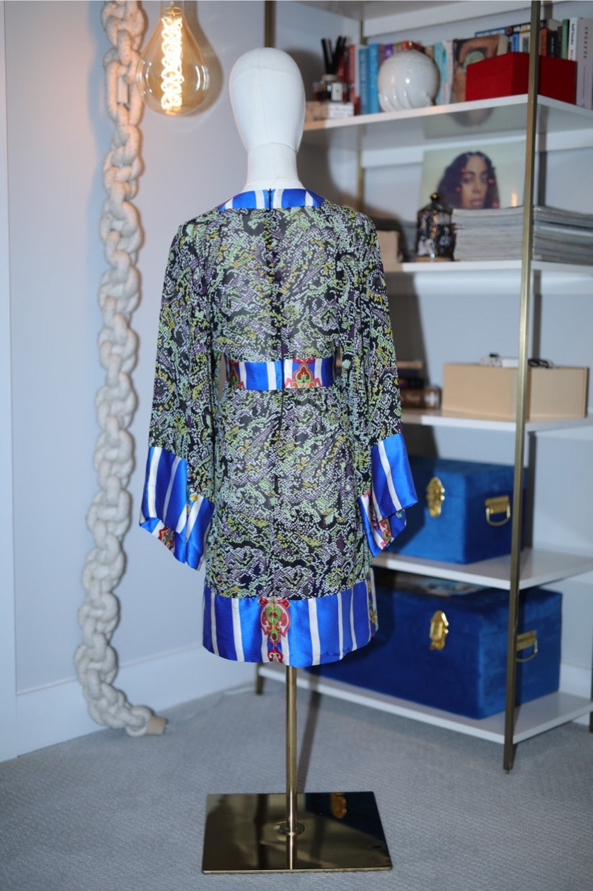 multi color raw silk caftan mini dress | duro olowu