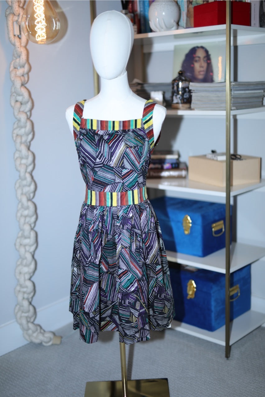 sleeveless silk multi color mini dress | duro olowu