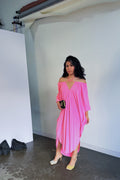 the convertible caftan in designer poly crepe de chine | pink