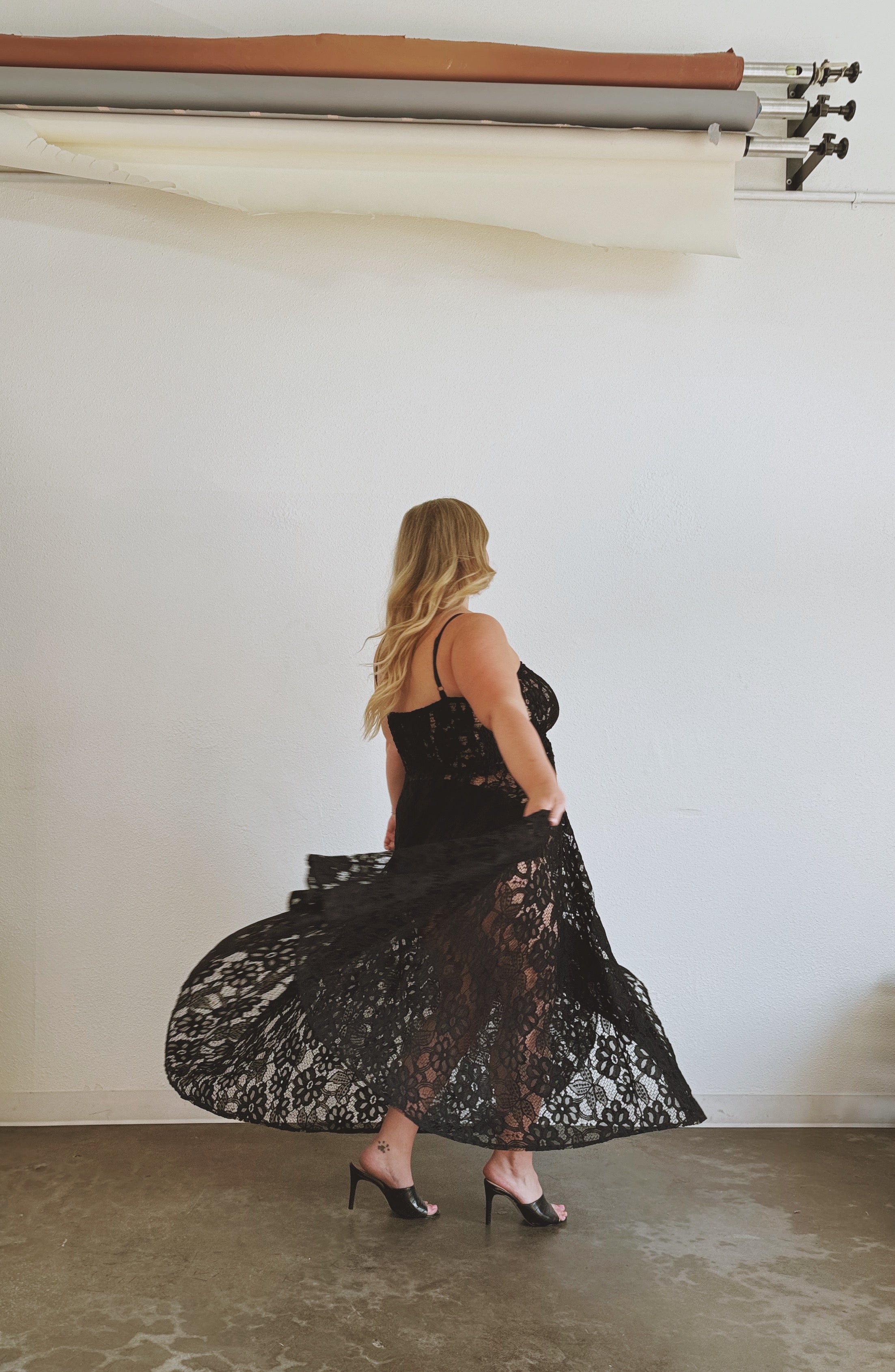 lace gown in vintage lace | classic black