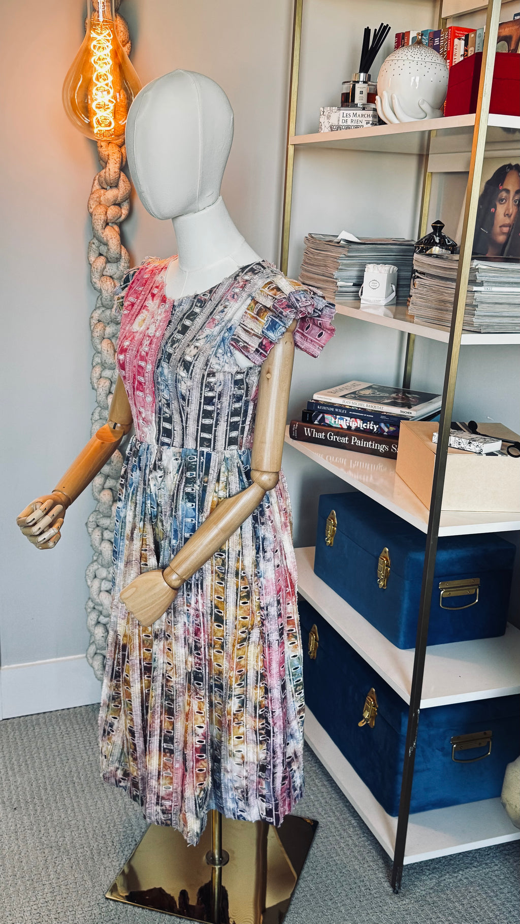 adire multi color eyelet dress | busayo